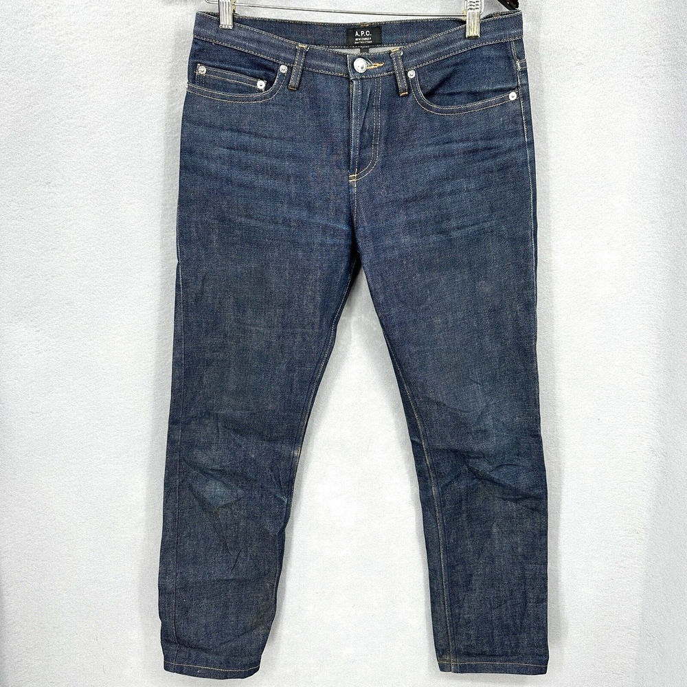 A.P.C. Jeans Womens 28 New Cure F Jean Etroit Court Raw Denim Blue Button Boho